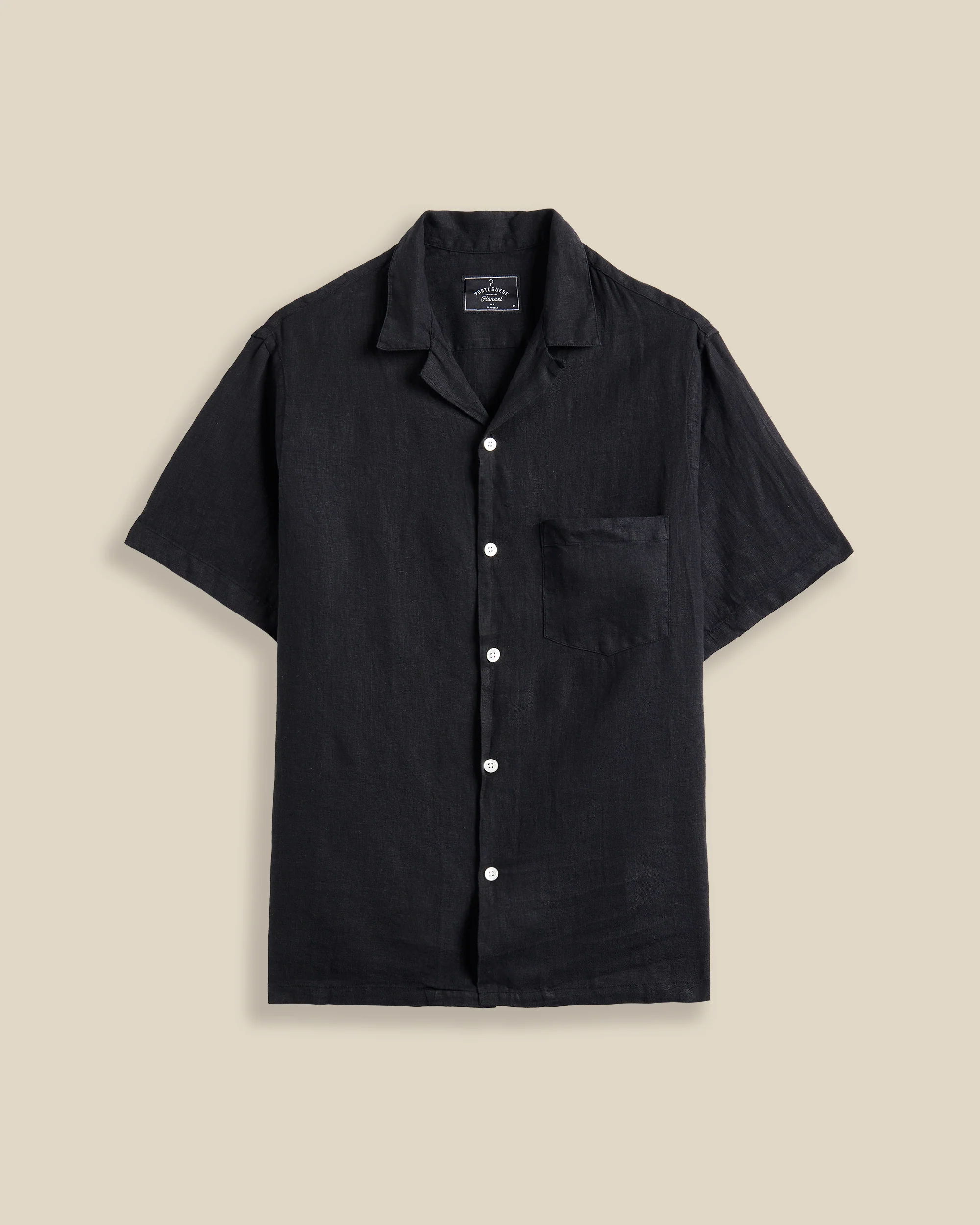LINEN CAMP COLLAR - BLACK