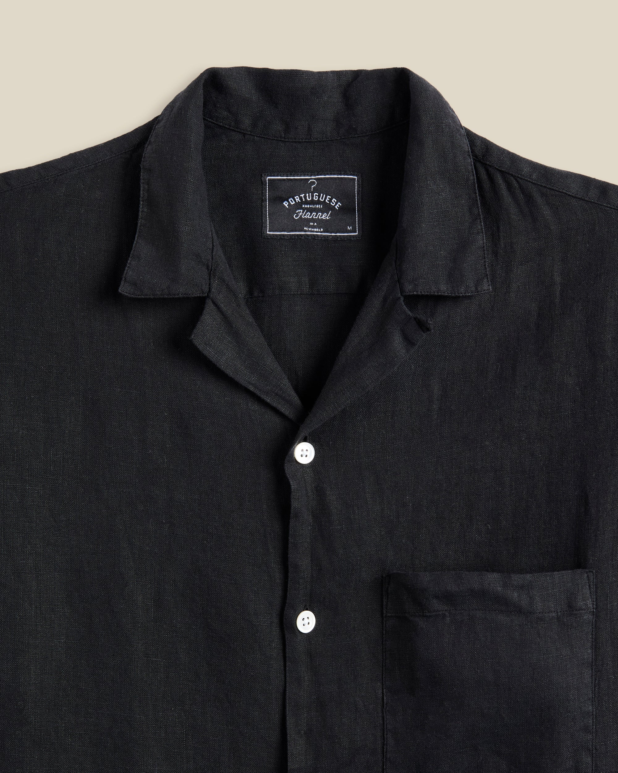 LINEN CAMP COLLAR - BLACK - Image 2