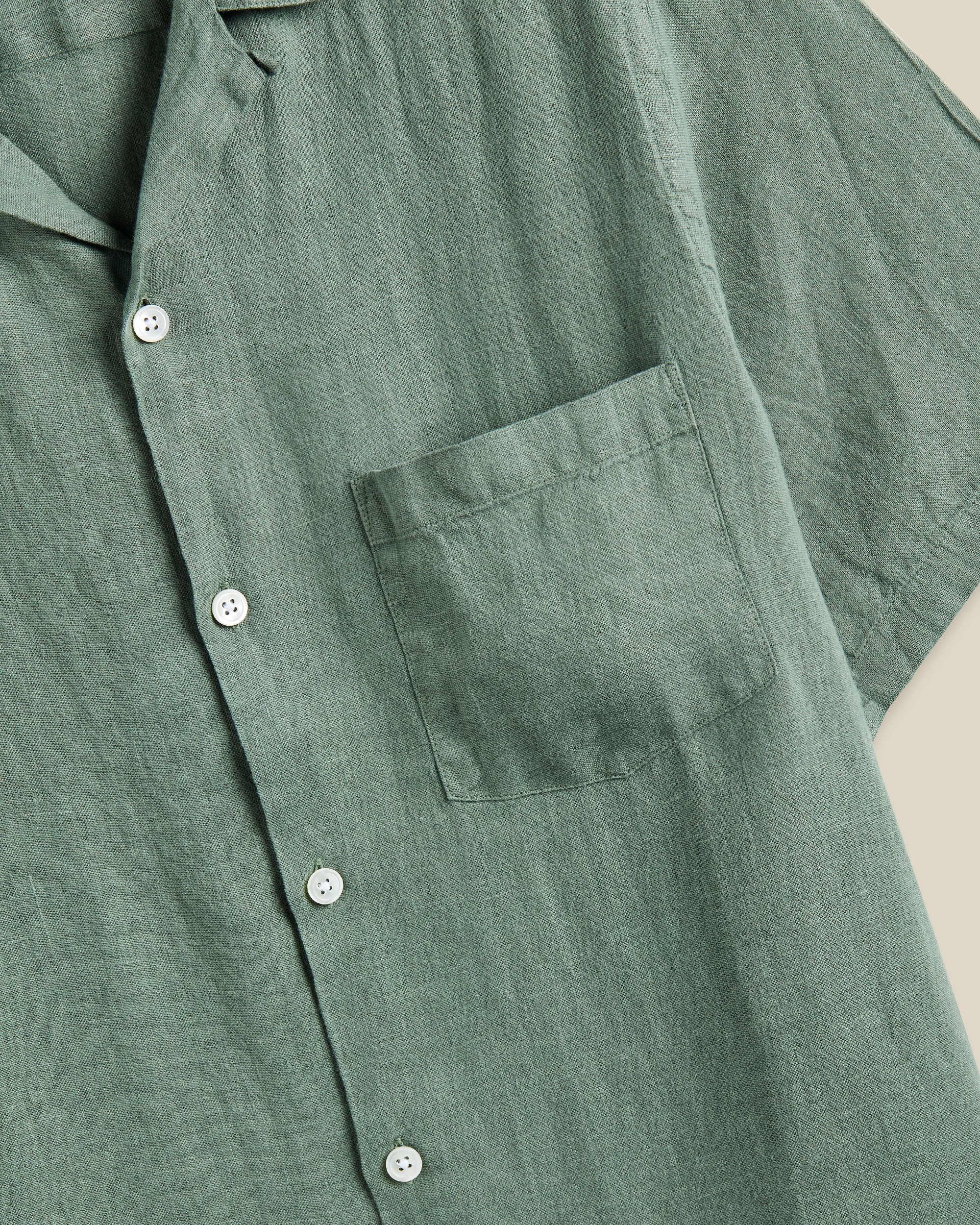 LINEN CAMP COLLAR - DRY GREEN - Image 3