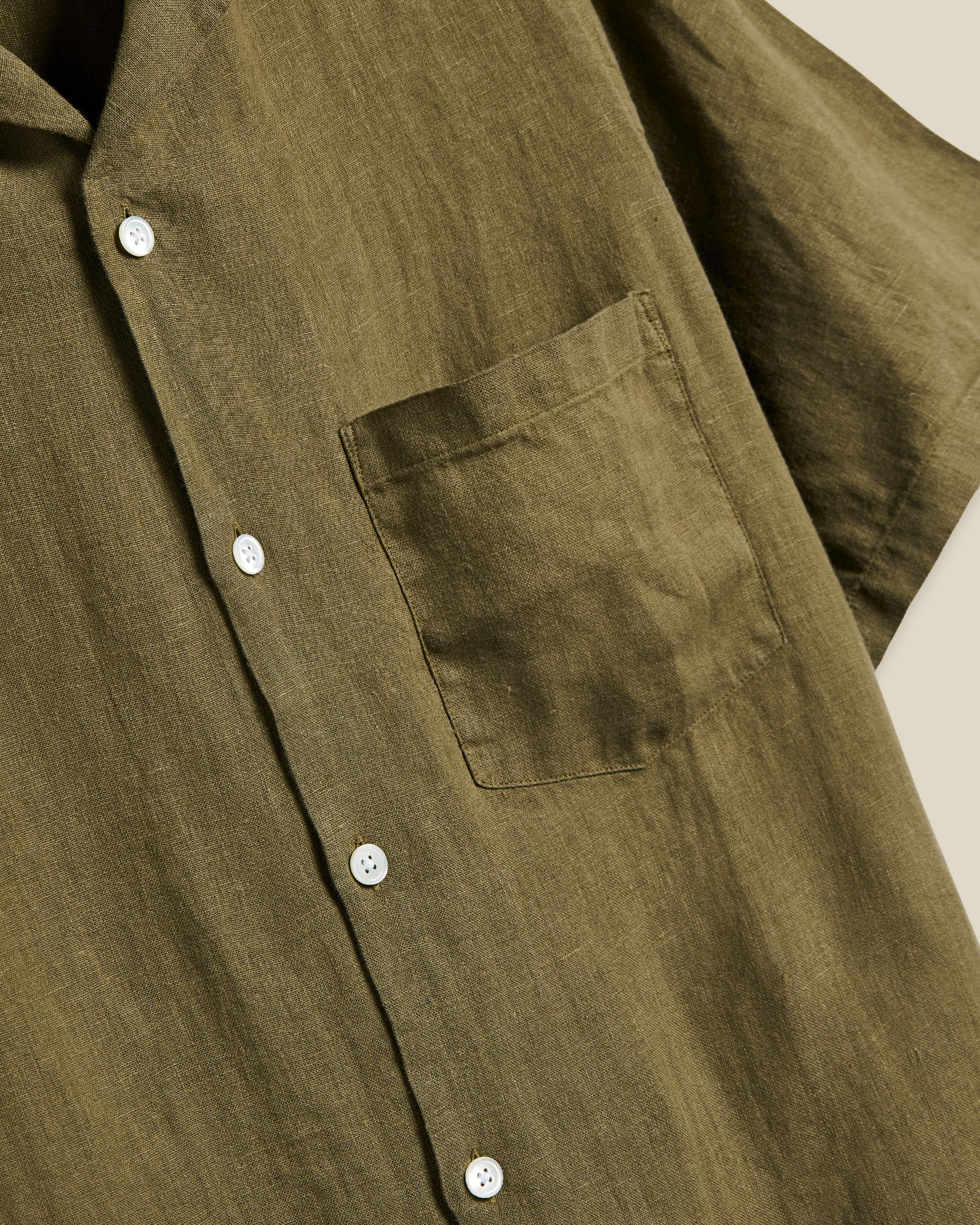 LINEN CAMP COLLAR - OLIVE - Image 3