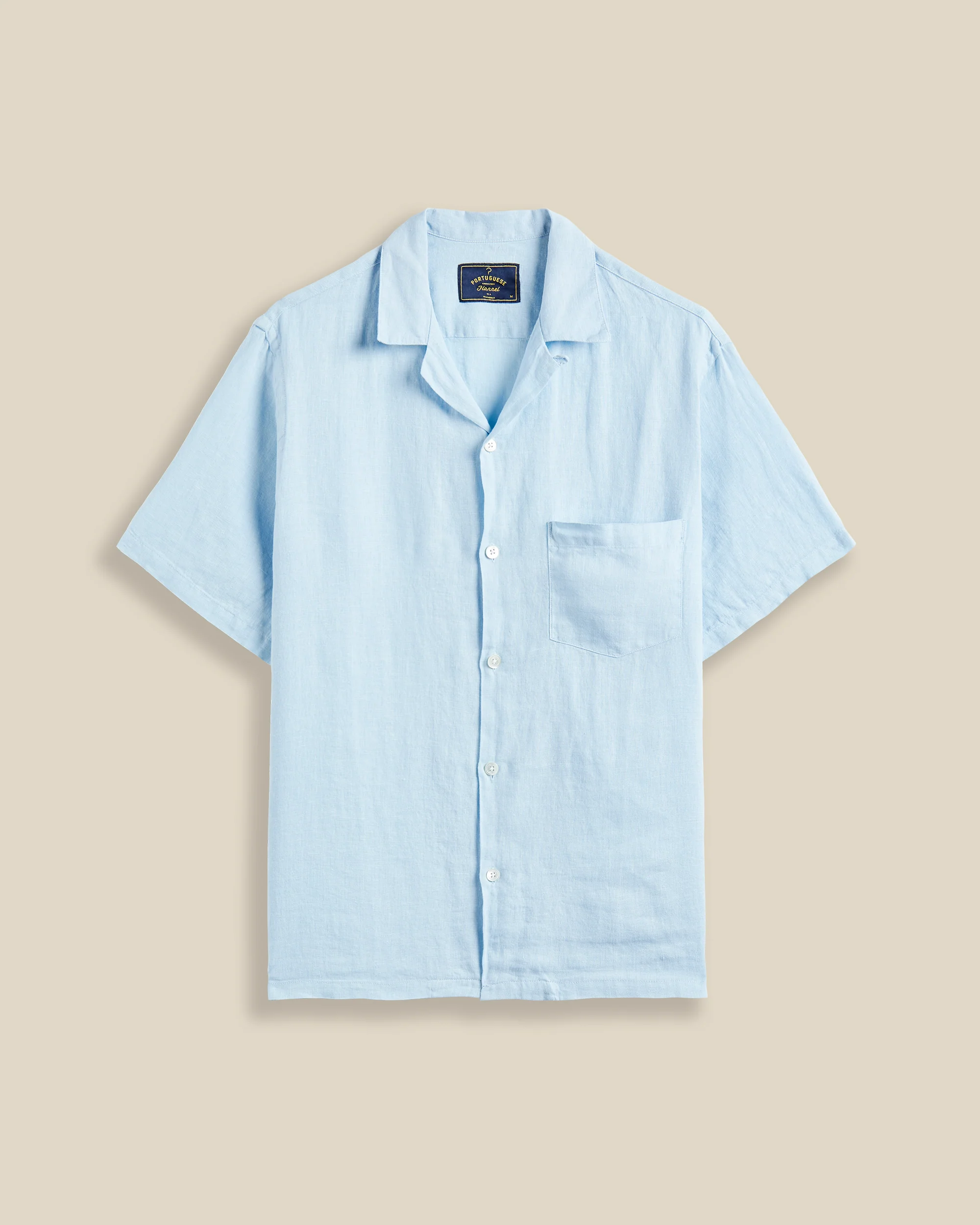 LINEN CAMP COLLAR - SKY