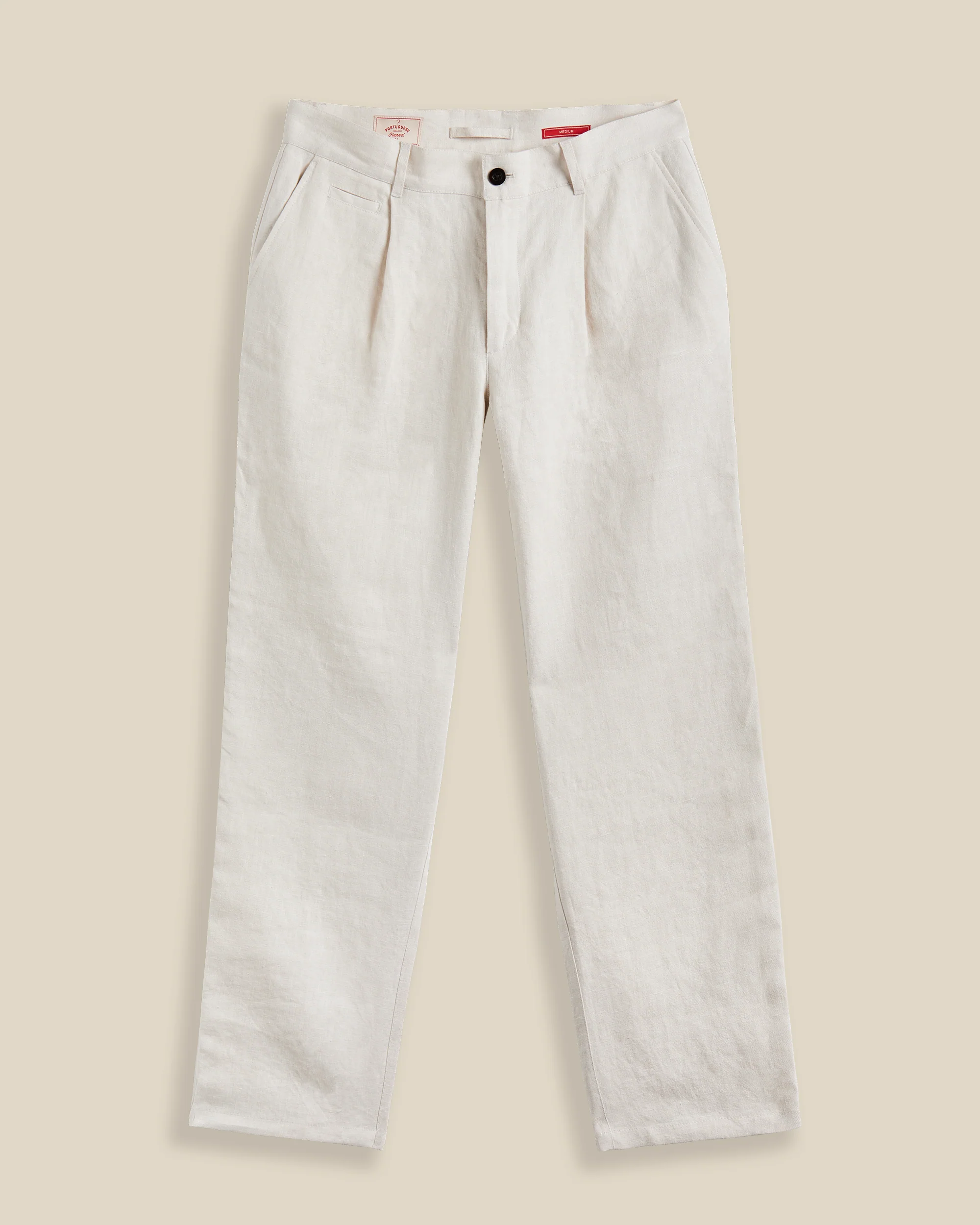 LINEN TROUSERS SINGLE PLEAT - ECRU